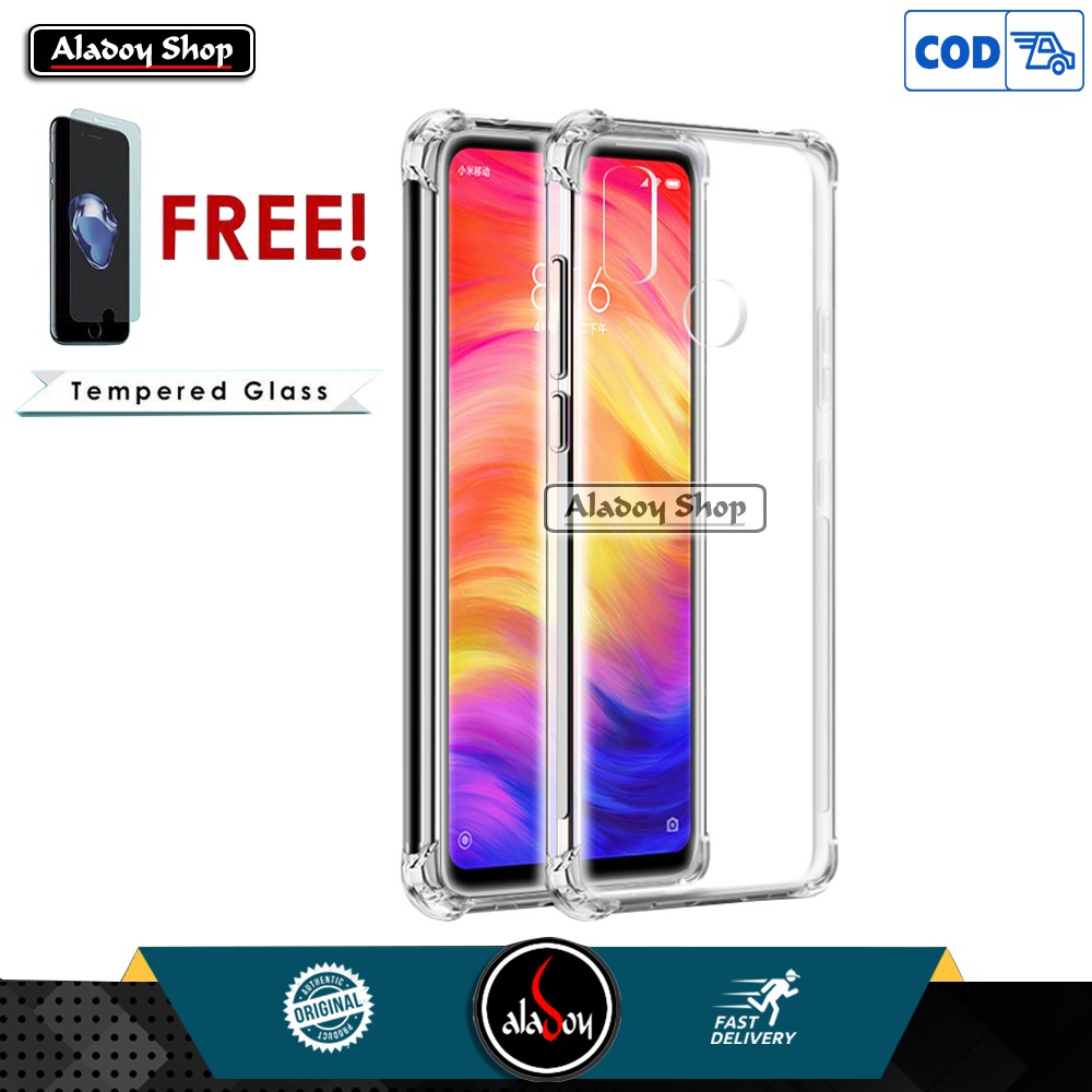 PROMO Case Free Tempered Glass Clear XIAOMI REDMI NOTE 7 Anticrack Shockproof Premium Softcase