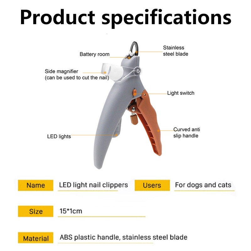 Gunting Kuku Dengan Lampu LED Untuk Anjing Dan Kucing Peliharaan