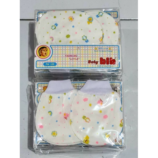 3 pcs  Sarung tangan dan kaki  bayi baby bib PW 1-3/ PW 103