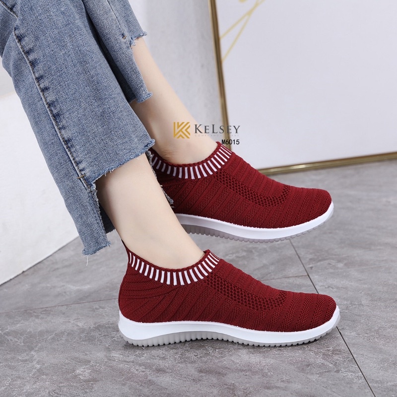 Nicole Sepatu Sneakers  Flyknit Shoes 4cm Wanita Kelsey M6015