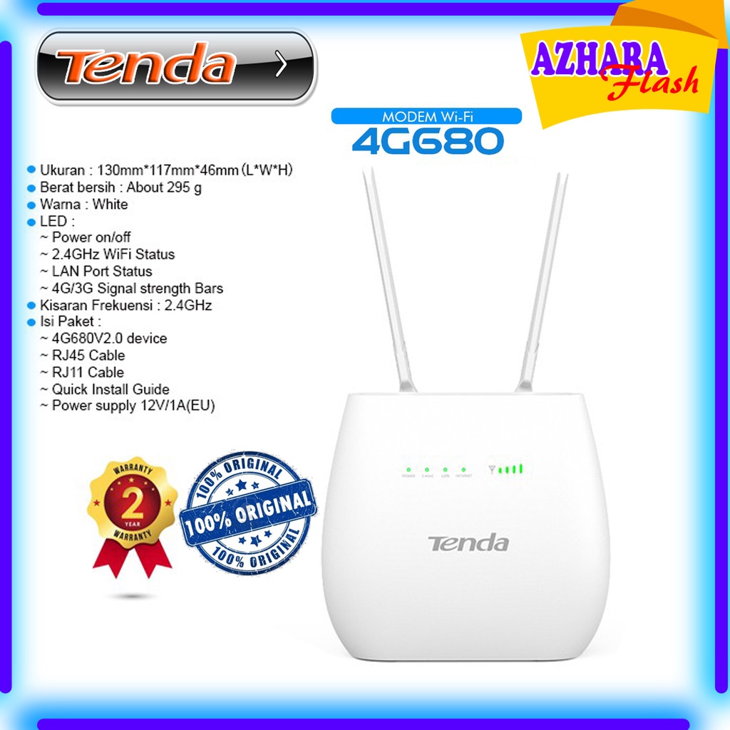 MODEM GSM Tenda 4G680 Wireless 4G LTE And VoLTE Router 2 Antenna