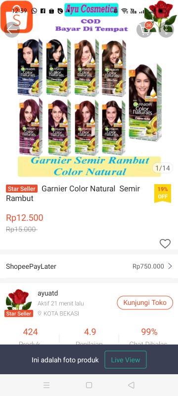  Garnier  Color Natural Semir Rambut  Shopee Indonesia