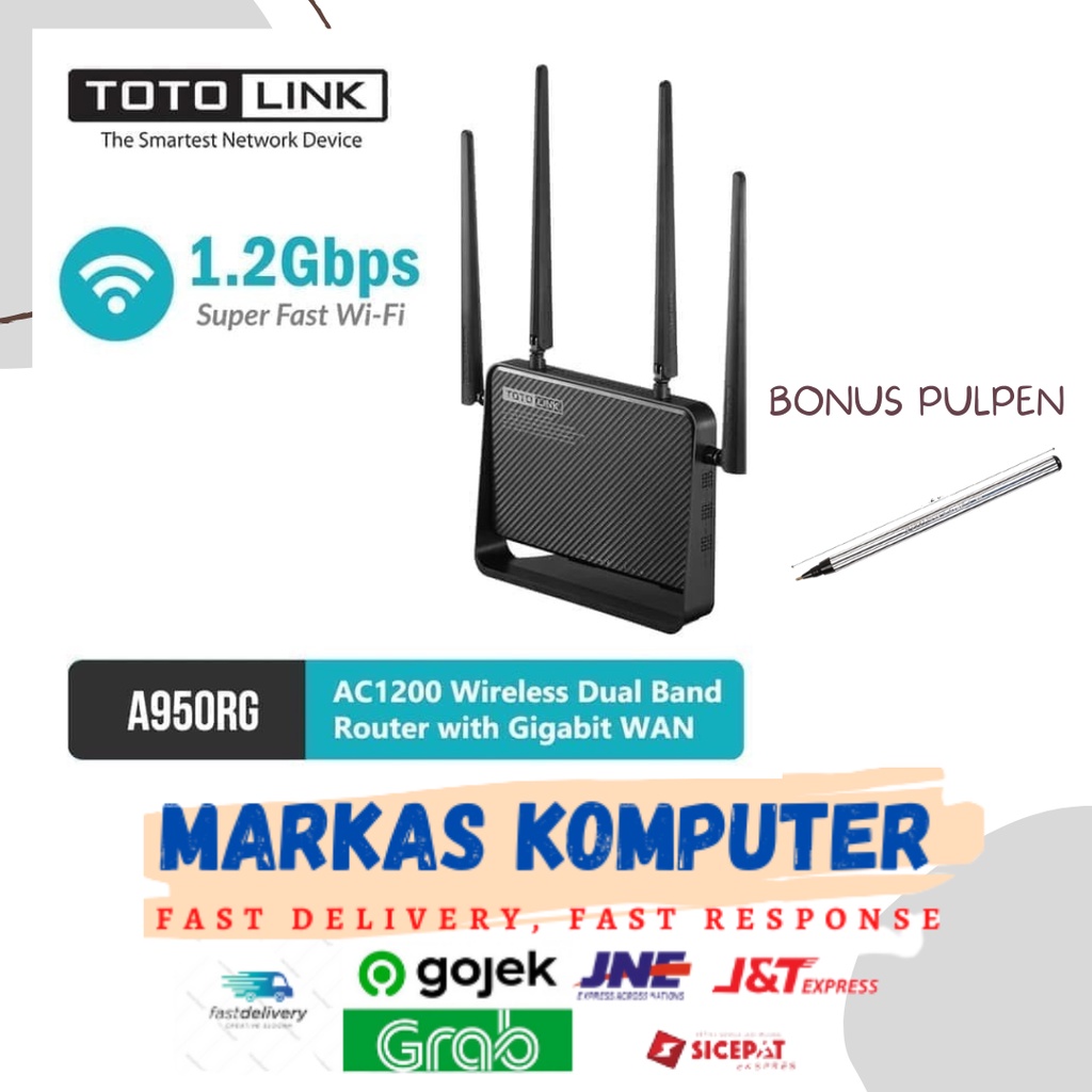 Wireless Dual Band Router with Gigabit WAN AC1200 - TOTOLINK A950RG