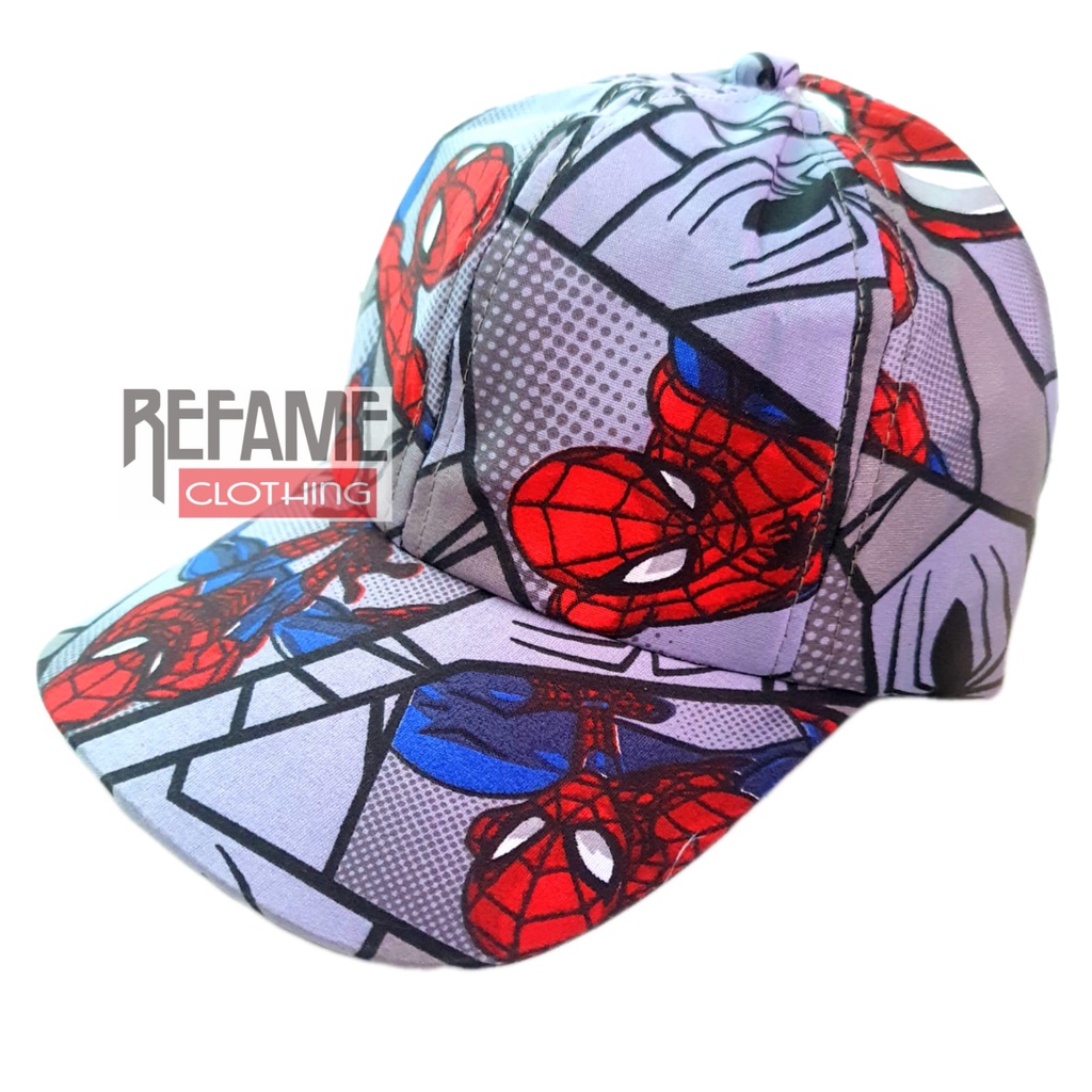 Topi Anak Laki Laki Superhero Komik Spiderman Micro Grey Cowok Usia Umur 1 2 3 4 5 6 7 8 9 10 Tahun Lucu Keren Grosir Murah