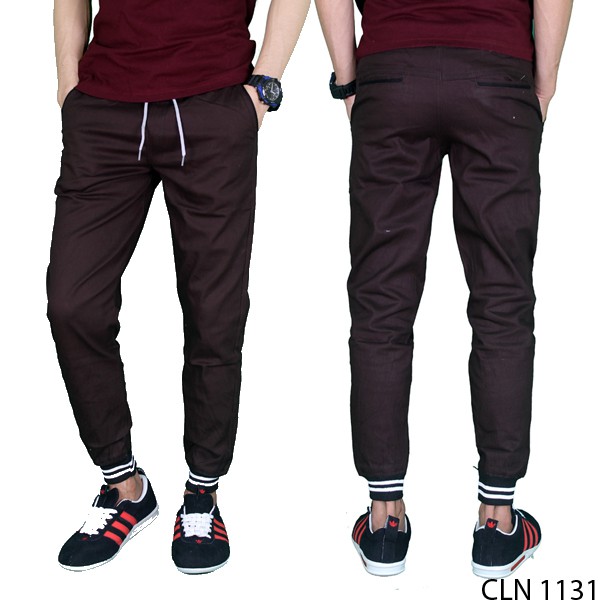 Celana Jogger Panjang Pria Stretch Coklat – CLN 1131