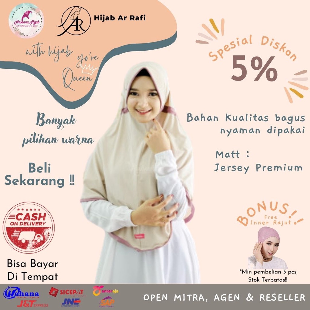 Jilbab Kerudung Nalindra Hijab HALIMAH Serut Jumbo Kombinasi Bahan Jersey Super Hasenna Hijab