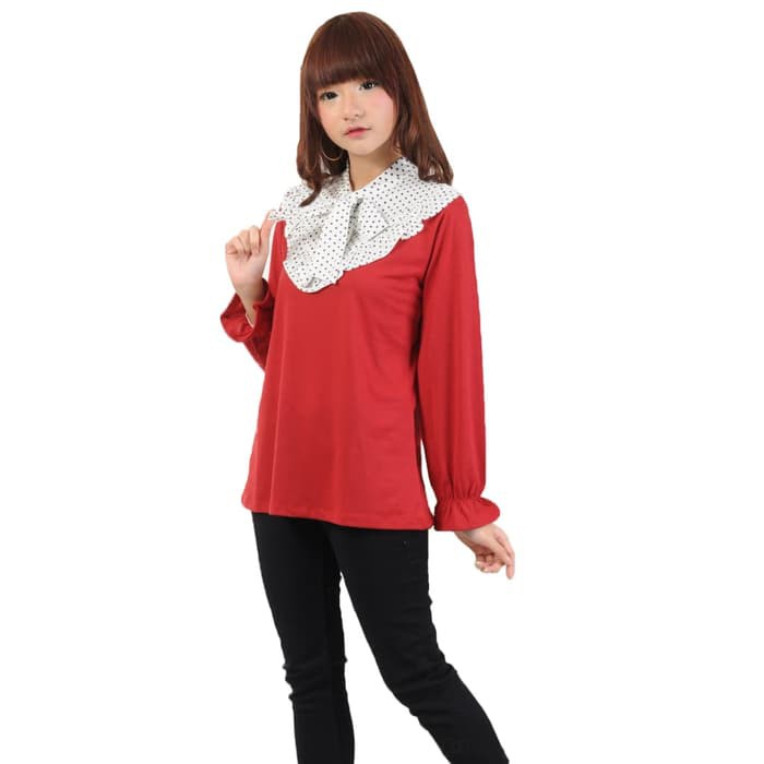 TRENDY !! Pakaian atasan ibu wanita blouse set Baju Kaos Tshirt Tangan Panjang Wanita Model Terbaru