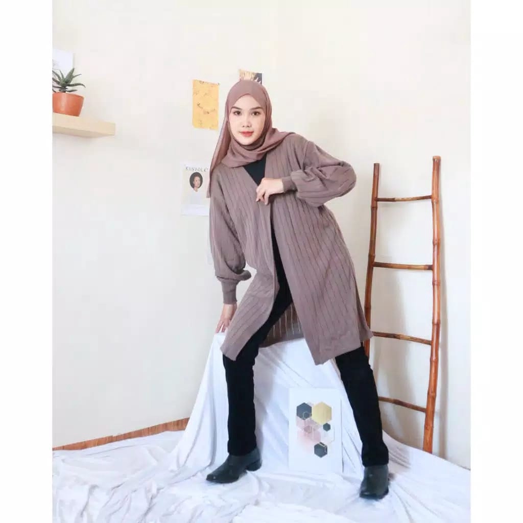 ZAHRA - Cardigan Wanita Rajut Halus Long Cardigan BUBBLE CARDY