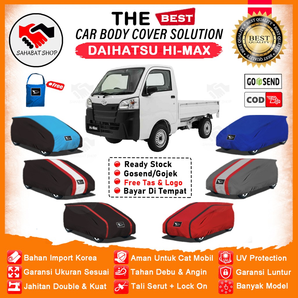 Sahabata Body Cover Mobil Himax / Sarung Penutup Daihatsu Hi-Max Outdoor / Selimut Mantel Pelindung Jas Tutup Mantol Kerudung Kelambu Kerodong Tutupan Bungkus Terpal Pembungkus Mobil Himax Waterproof Anti Air Model Orange