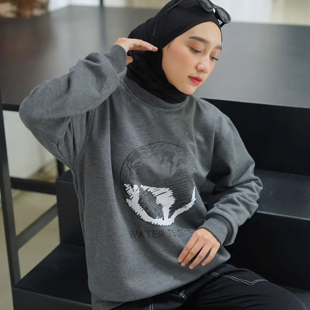 WATER IS LIFE SWEATER WANITA OVERSIZE SWEATER CREWNECK WANITA