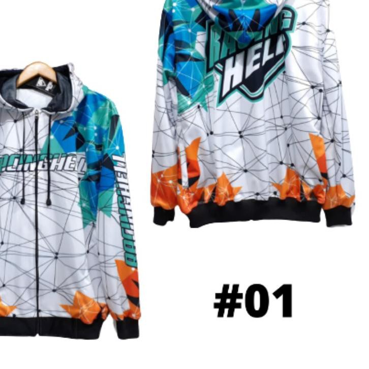 ☇ Jaket Racing Hell Motor Balap Hoodie Sweater Racing hell line star Pria wanita Bahan Tebel nyaman