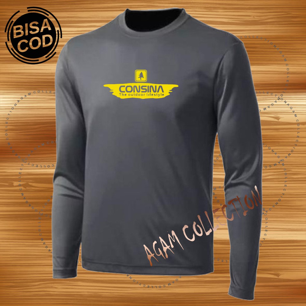 Agam Collection Baju Kaos Distro Consina Splash Text Kuning Lengan Panjang Premium Quality