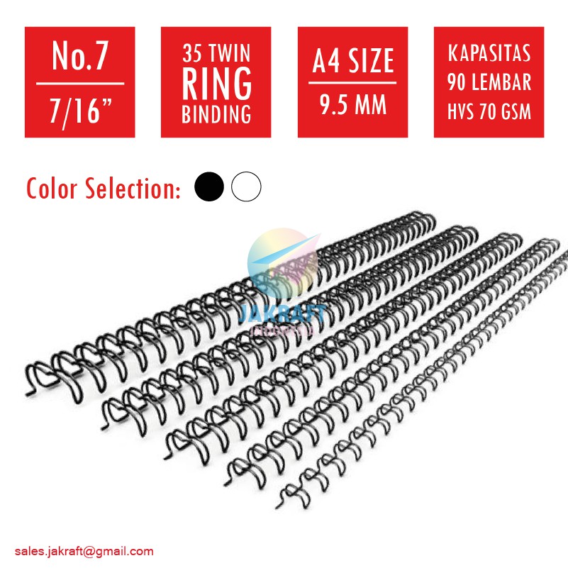 

(100 Pcs) Ring Spiral Wire Jilid Kawat No.7 (7/16" Inch) 3:1 | 35 Lubang Hitam / Putih
