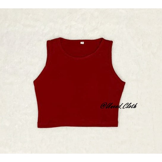 Uneed Cloth / TANKTOP WANITA POLOS / TENGTOP / TANKTOP JUMBO / CROP TANK / TANK TOP / LORY CROP TANK-Maroon