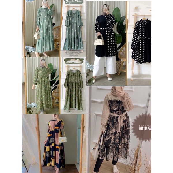 VELA TUNIK  MODI DRESS KOMBINASI BRUKAT BROKAT MOTIF FLORAL FASHION WANITA | Baju Remaja Wanita Gami