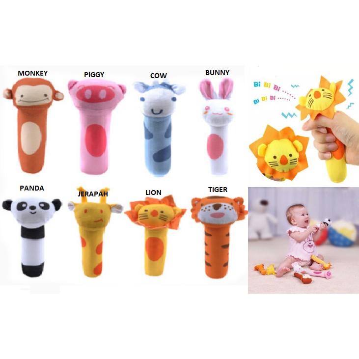 BSS Boneka Rattle Stick Mainan Bayi Bunyi Bit Bit Merangsang Anak