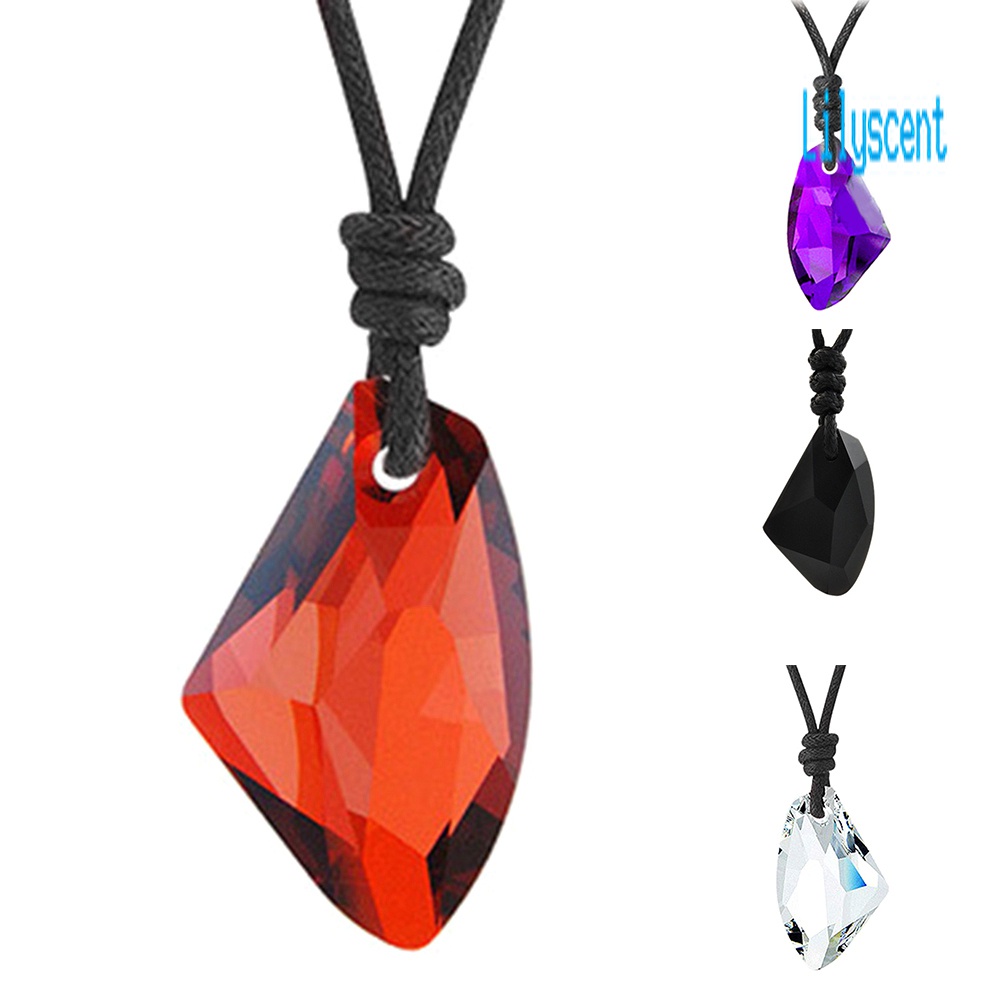 Kalung Tali Adjustable Dengan Liontin Kristal Imitasi Untuk Pria Dan Wanita