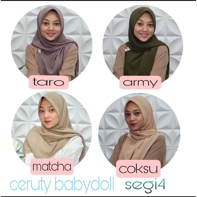 jilbab segi empat ceruty beby doll polos kerudung segi empat polos laser cut grosir