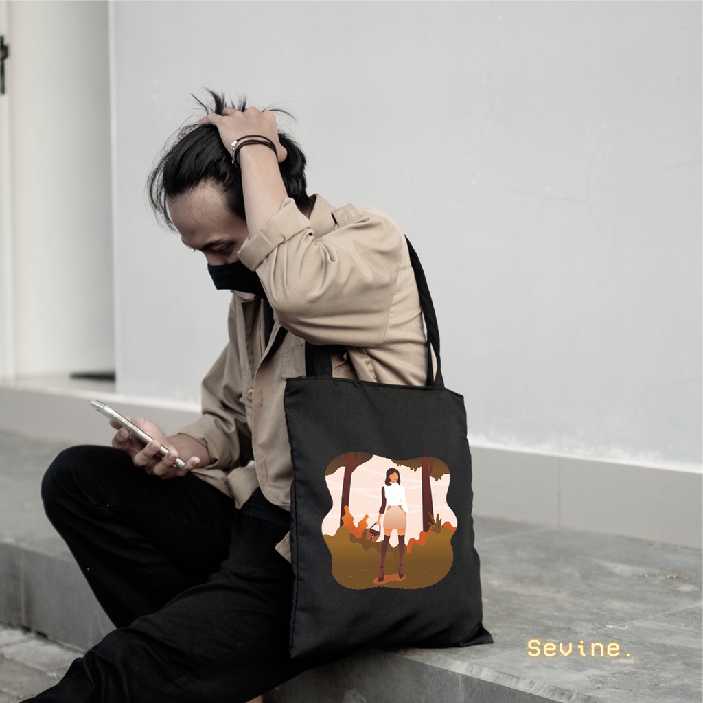 Sevine Totebag Tas Wanita Tote bag Resleting Girly Black Series - CG5