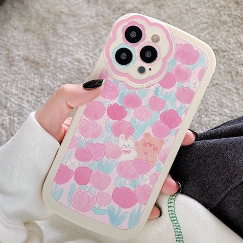 Soft case Silikon Motif Bunga Untuk iPhone 12 13 11 Pro Max X Xs Max Xr 7 8 Plus js4a