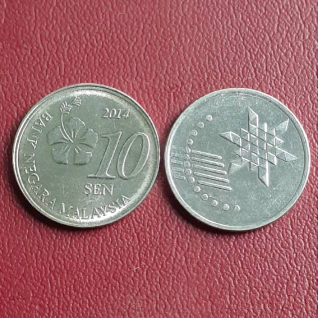 Uang Koin Luar 10 Sen Malaysia Terbaru Tahun Campur
