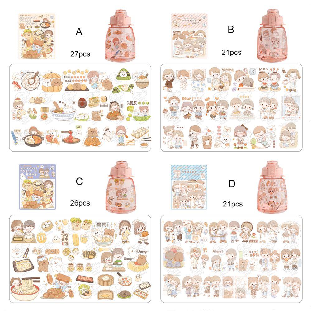 R-flower Sticker Stationery Jurnal Scrapbooking Stiker PET Cewek Cowok Lucu