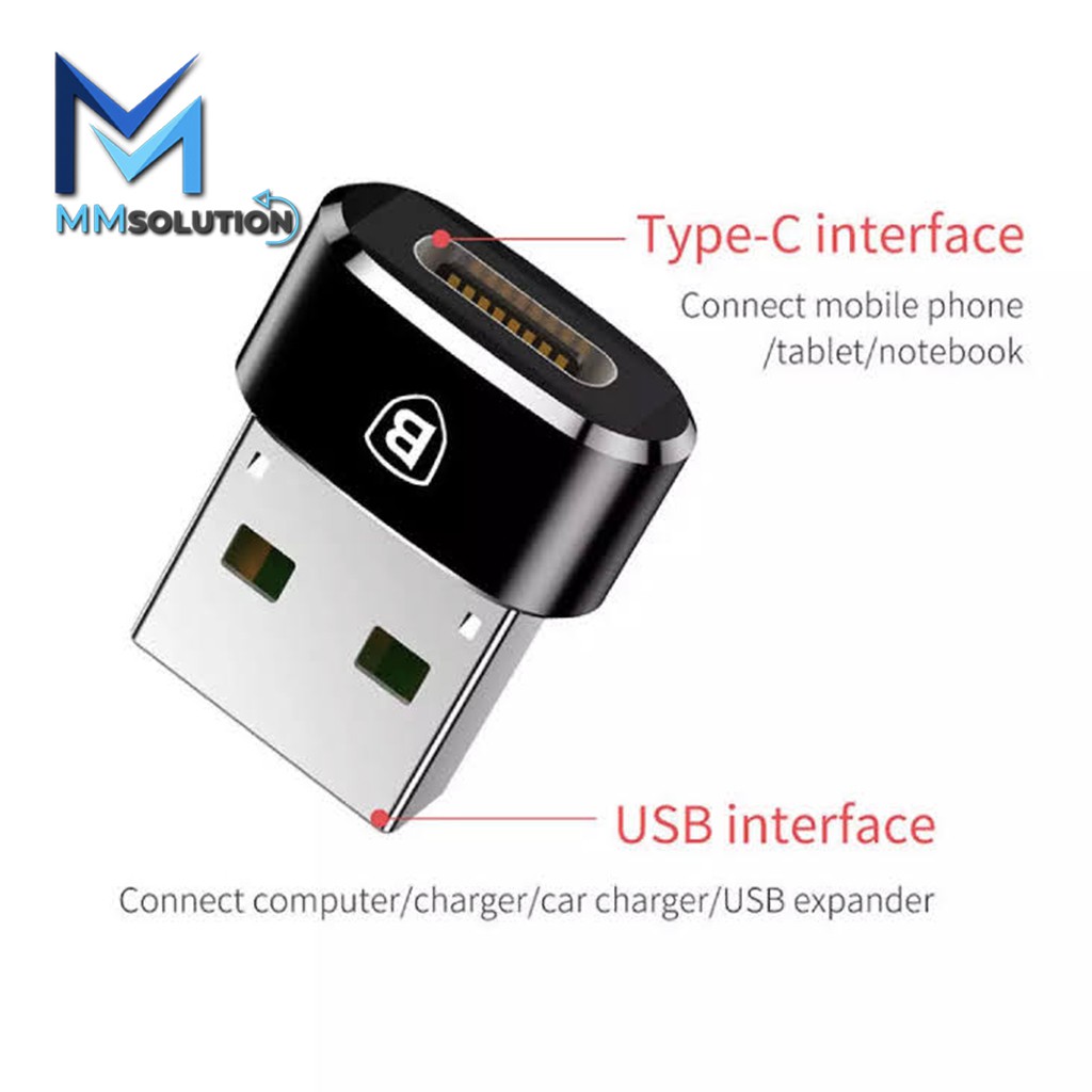 Baseus Mini Type-C Female To USB Male Adapter Converter OTG Transfer Data