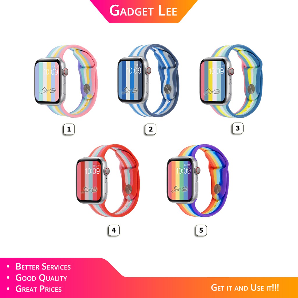 Strap Apple Watch Pride Edition Sport Band Rainbow 38mm 40mm 41mm 42mm 44mm 45mm 49MM Nike Pride Apple Watch Series 1 2 3 4 5 6 7 SE 8 ultra Tali Jam Apple Watch Tali iWatch Tali Jam iWatch