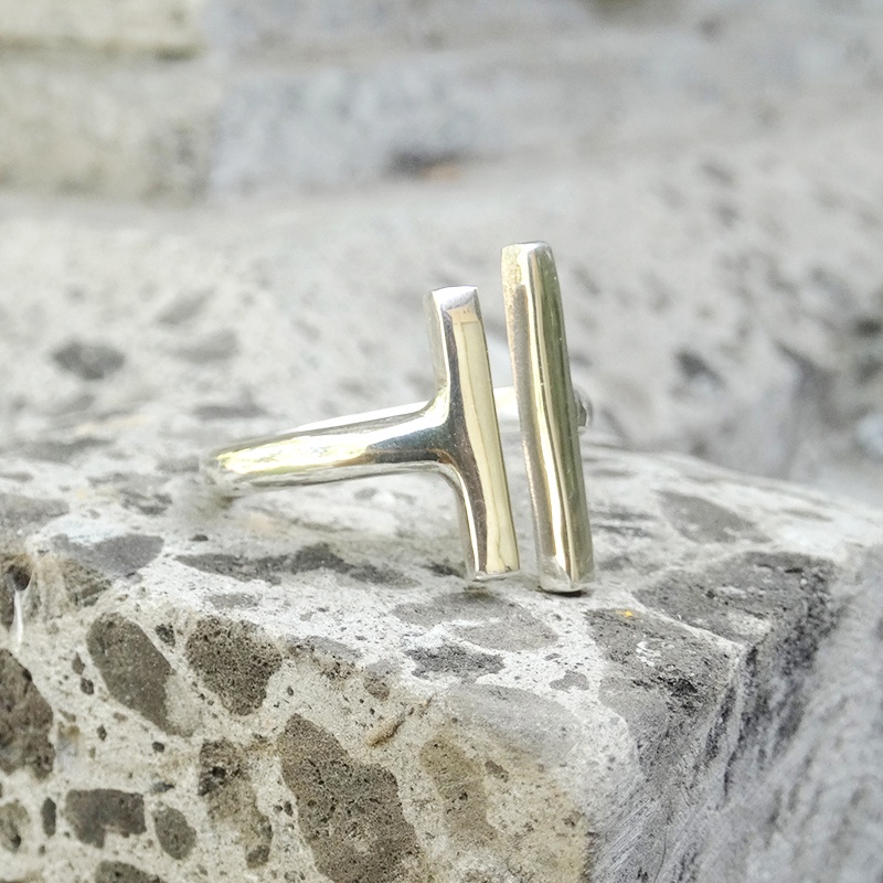 Cincin Ring Perak Silver Bali Polos Stempel Signet Garis Pria Laki Wanita Custom Asli 925