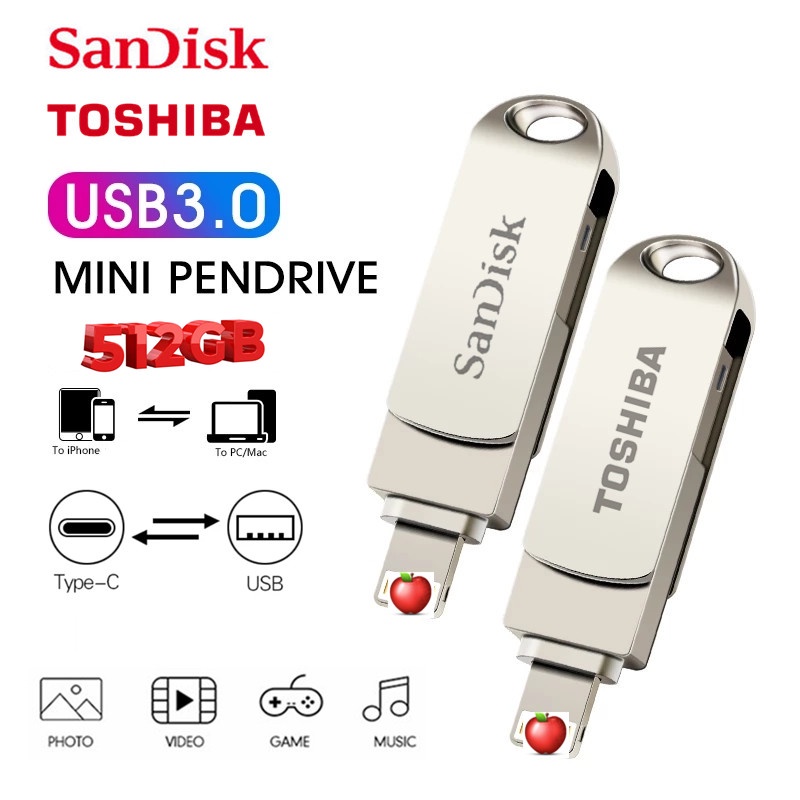 Toshiba Flashdisk USB Tipe-c 512GB Anti Air Bahan Metal Untuk Hp / PC