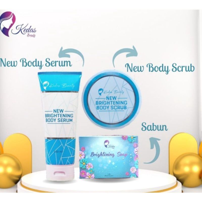Paket 3in1 Kedas Beauty Body Serum, Body Scrub, Brightening soap(sabun) ORIGINAL Free Gift