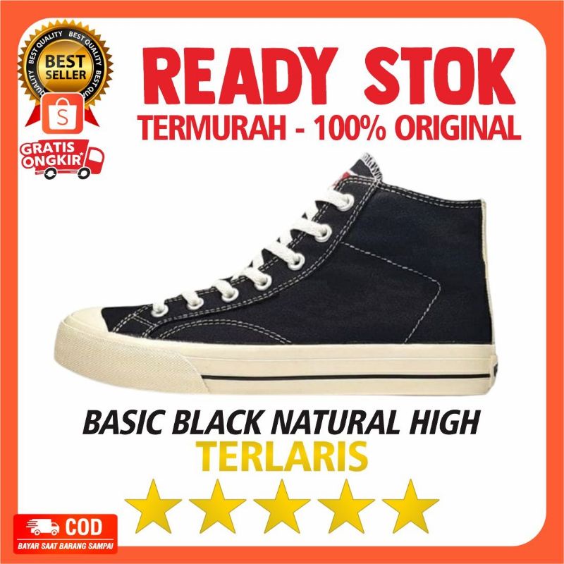 Ventela Basic High Black Natural White Original Sepatu Vantella