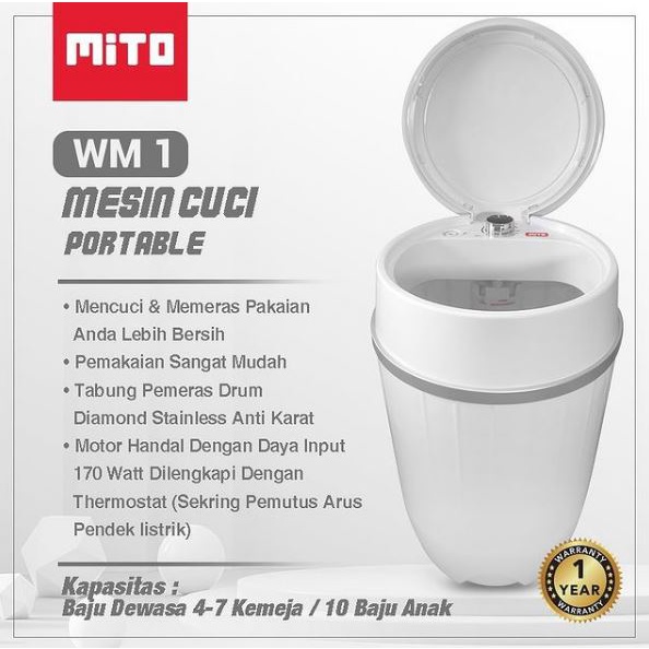 Mito Mesin Cuci Portable WM1 FREE Packing Kayu untuk pengiriman luar kota