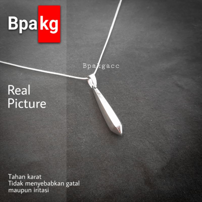 kalung titanium liontin tetes air resin silver Kalung Pria anti karat besi putih asli simple keren