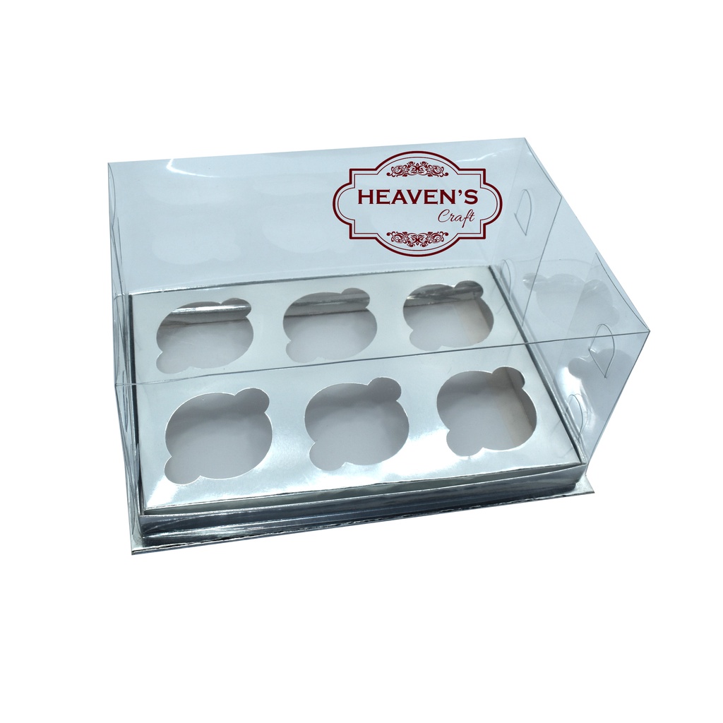 Box cupcake isi 6 silver