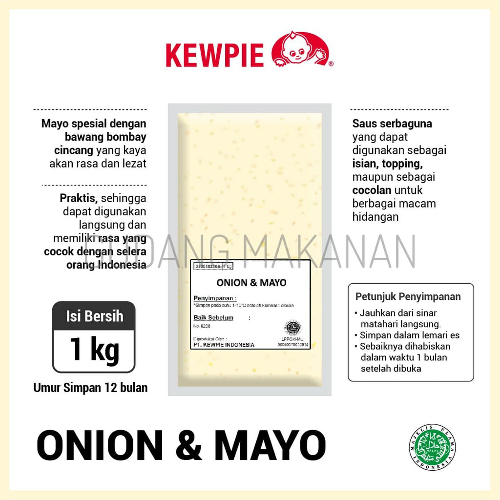 Kewpie Onion Mayo 1 kg | Mayonaise dengan Bawang Bombay