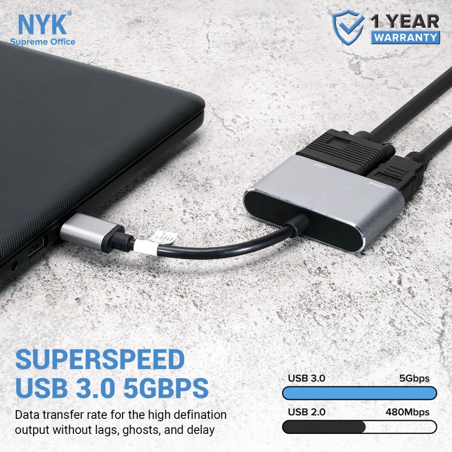 Kabel Converter USB 3.0 TO VGA HDMI 1920p 2 in 1 Super Speed
