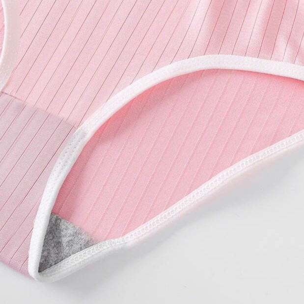 Blackpink CD Celana Dalam Wanita Warna Solid Pita Pakaian Dalam Lembut Motif Bergaris 1247