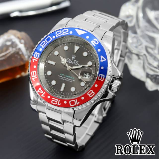 Jam Tangan Rolex GMT Master Super Mewah Dan Elegan- Jam Tangan Pria Rolex -Warna Tinggal Biru Merah