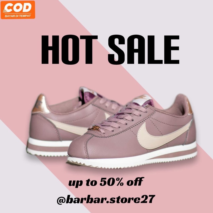 NIKE CLASSIC CORTEZ SMOKEY MAUVE LEATHER WOMENS SHOES/SEPATU SNEAKES WANITA ORIGINAL INDONESIA