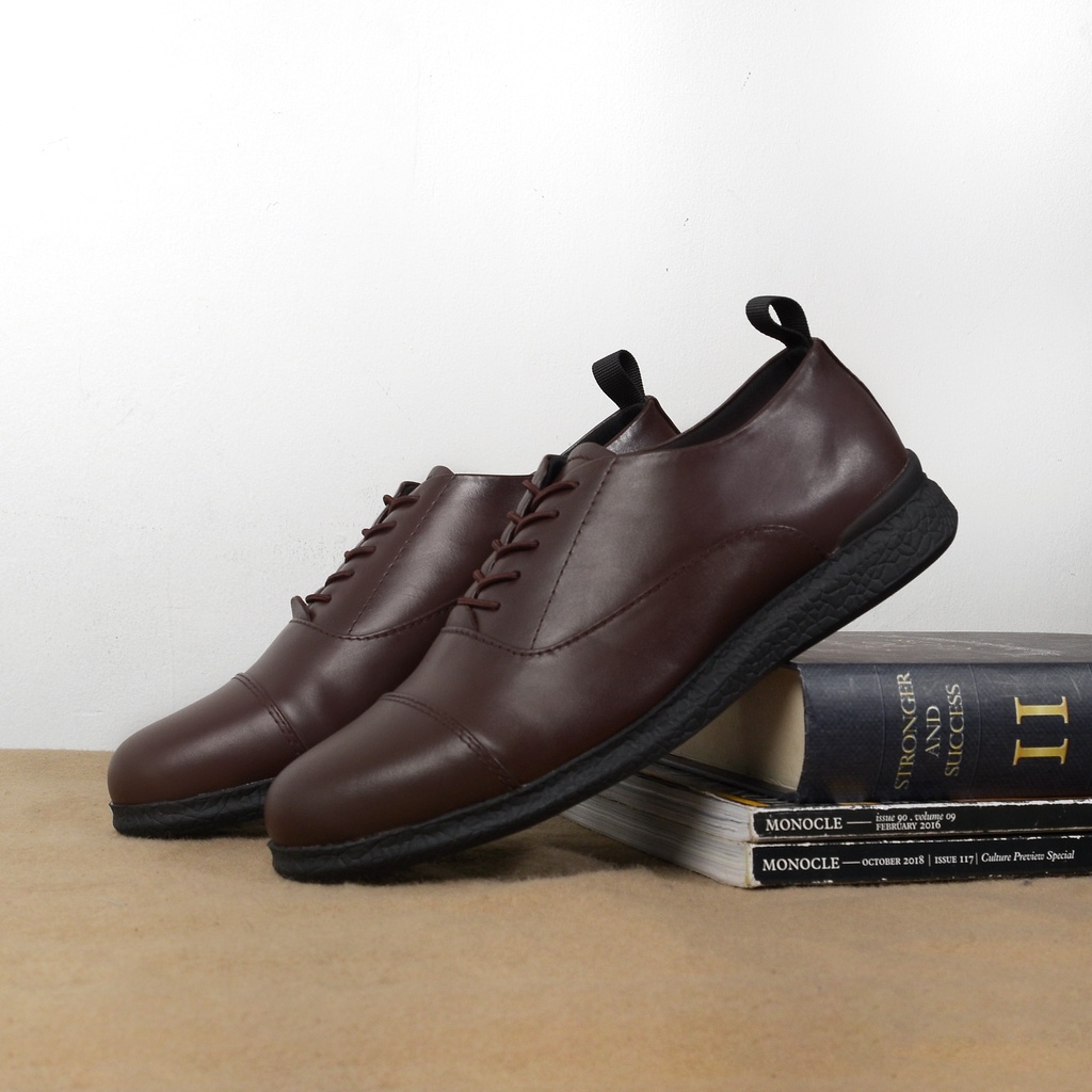 OXFORD 3.0 BROWN (Kulit Asli) - Sepatu Formal Pria Pantofel Pria Kulit Asli Casual Kerja Kantor Kuliah Pantopel Hitam Tali Kasual Original