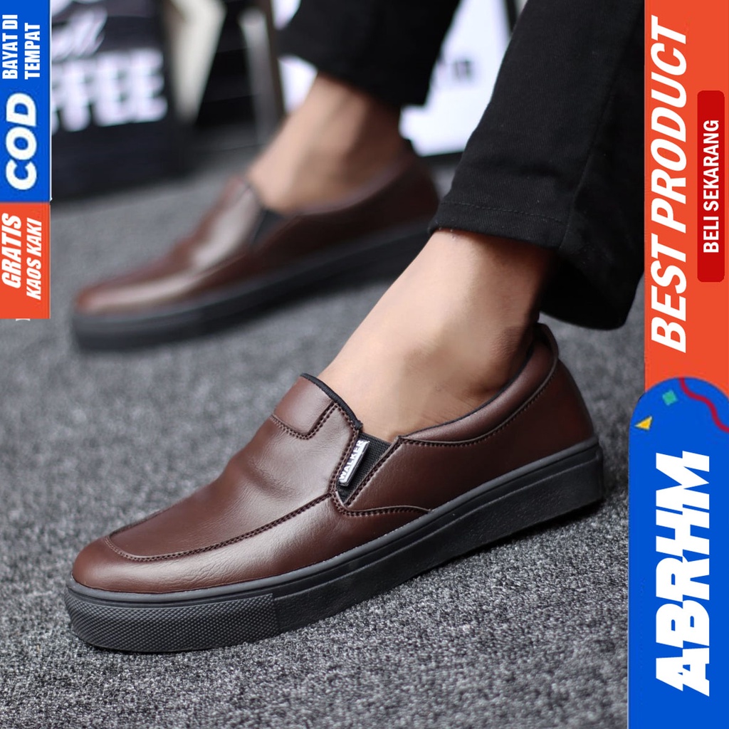 Abrhm Lubis - Sepatu Slip On Casual Pria Kerja Hitam