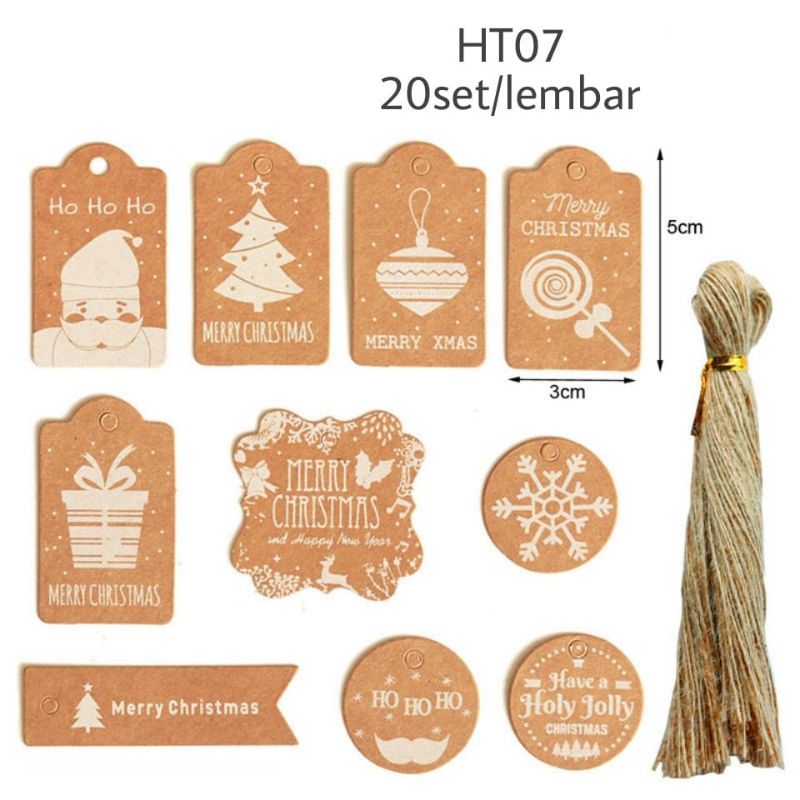 HANG TAG LABEL WARNA NATAL GIFT TAG LUCU MERRY CHRISTMAS 50 set (5 lembar)  HTN07