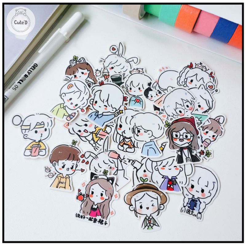 

Couple Cartoon Cute (I) Sticker for Planner/Jurnal/Notebook/Tinggal Tempel