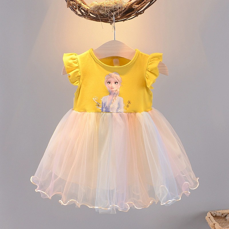 Dress anak import / Dress Tutu / gaun pesta anak perempuan frozen umur 9 bln - 3 thn Grosiran-3