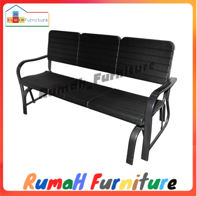 Krisbow kursi besi ayunan kursi taman Kursi Ayun Taman 3 Dudukan - Hijau