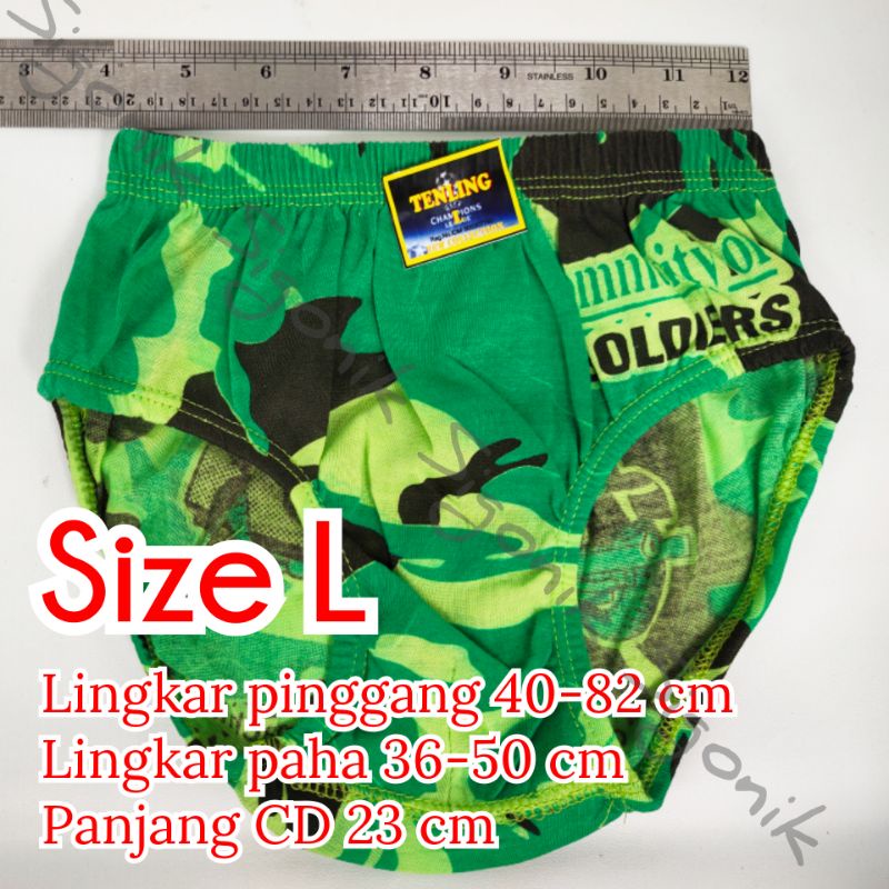 CD Celana Dalam Anak Cowok Laki-Laki S M L Motif Tenling Army Sigonik