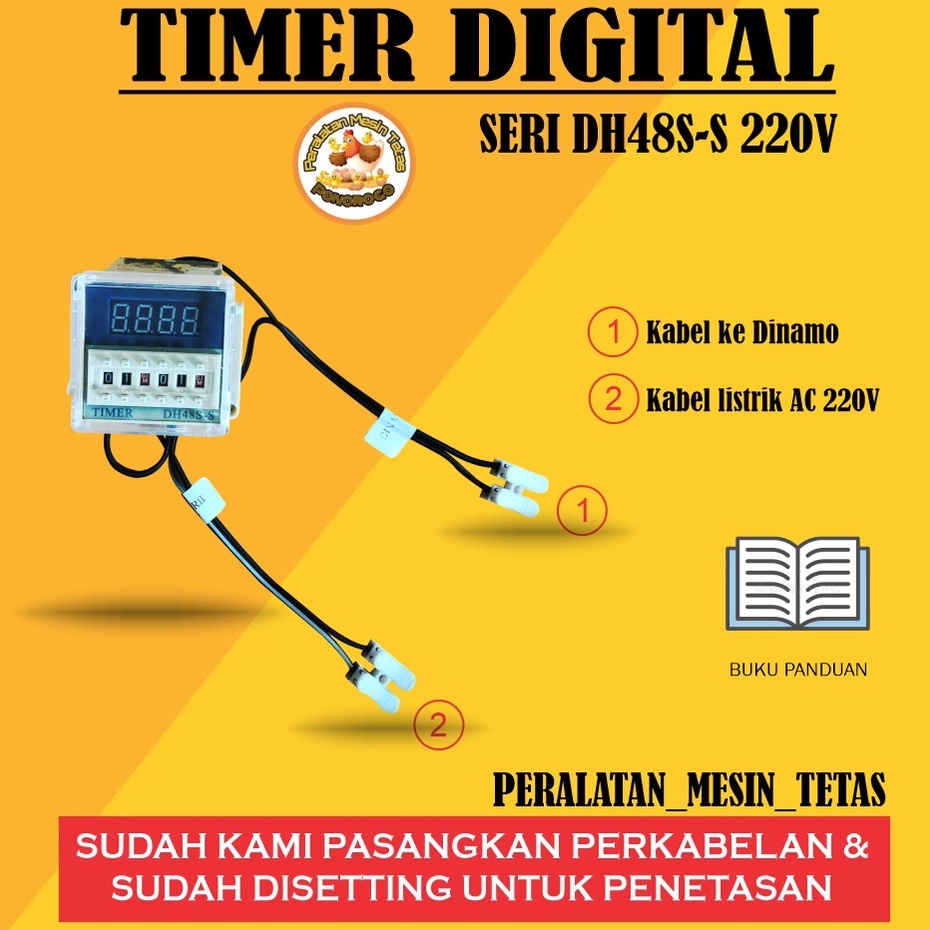 Timer Digital DH48S-S Sudah Terpasang  Perkabelan dan Sudah di Setting untuk Mesin Tetas