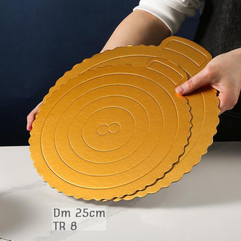 TATAKAN KUE TART CAKE BOARD BULAT/PERSEGI  EMAS