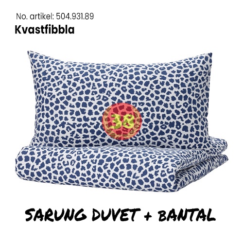 Sarung duvet dan sarung bantal, putih/biru tua, 150x200/50x80 cm Kvastfibbla